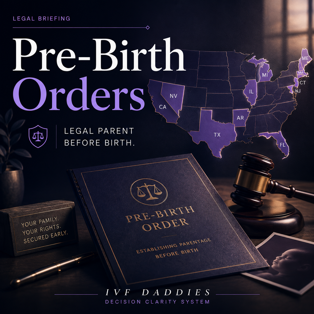 Pre-Birth Orders — legal parent before birth, US state map